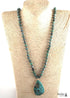 Boho Necklace, RH India Agated Blue and Green Natural Stone